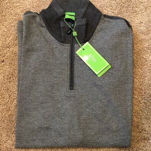NWT BOSS HUGO BOSS Gray 1/4 Zip Pullover Sweater - Size XXL
